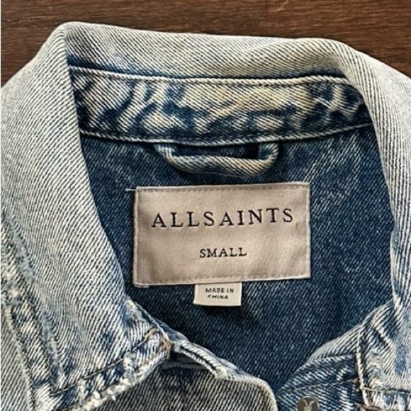ALLSAINTS Hay Distressed Denim Jacket Blue Small EUC - Picture 7 of 15